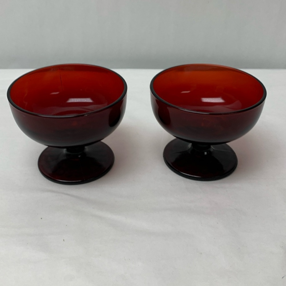 🩷 HOST PICK Vintage Anchor Hocking Ruby Red Sherbet/Ice Cream dishes set 2